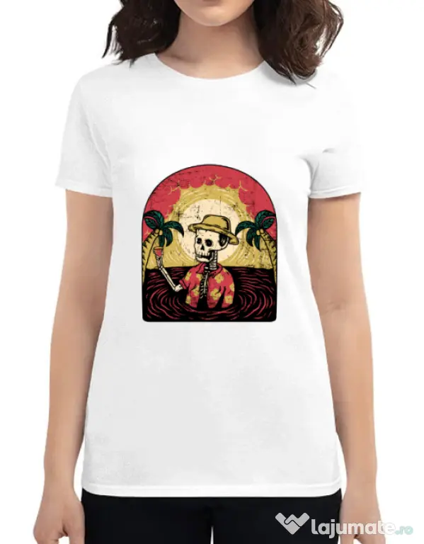 Tricou ADLER dama Welcome to My Paradise Alb