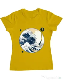Tricou ADLER dama The Great Wave off Sound Galben