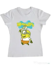 Tricou ADLER dama MinionBob Alb