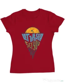 Tricou ADLER dama Let the sea, Set you free Rosu