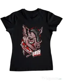 Tricou ADLER dama Pig Saw Negru