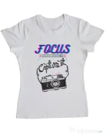 Tricou ADLER dama Focus and than Capture it Alb