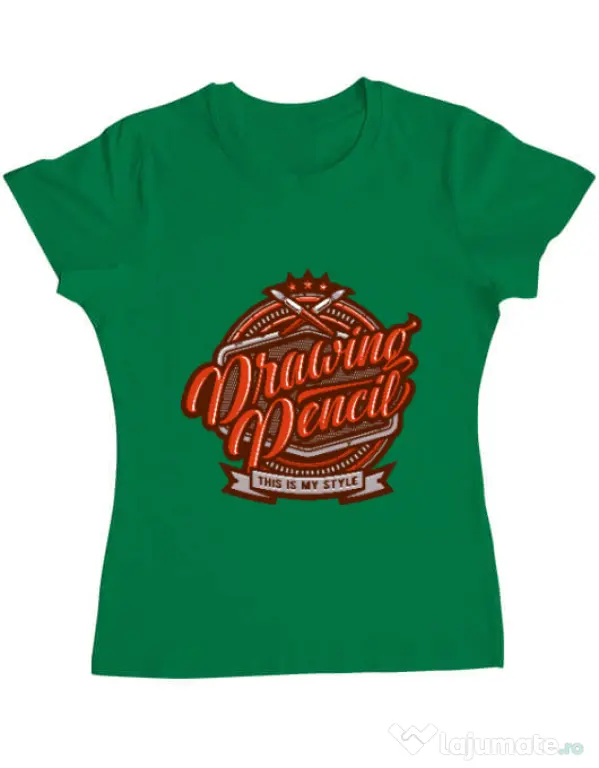 Tricou ADLER dama Drawing Pencil Verde mediu