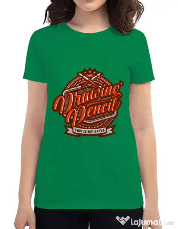 Tricou ADLER dama Drawing Pencil Verde mediu