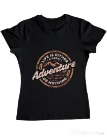 Tricou ADLER dama Adventure or nothing Negru