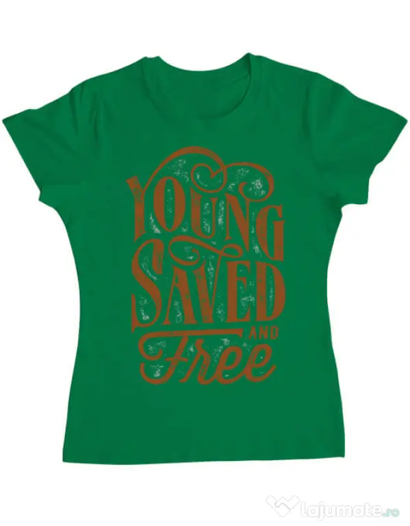 Tricou ADLER dama Young Saved And Free Verde mediu