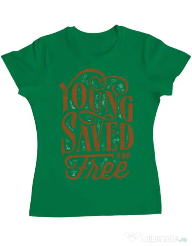 Tricou ADLER dama Young Saved And Free Verde mediu