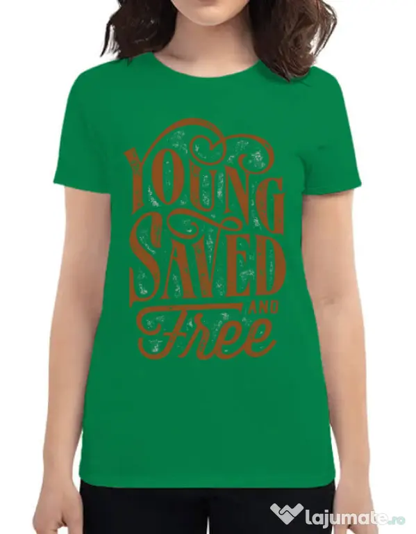 Tricou ADLER dama Young Saved And Free Verde mediu