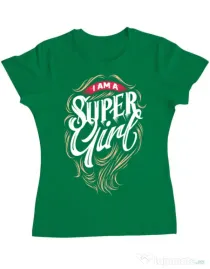 Tricou ADLER dama I am a Super Girl Verde mediu