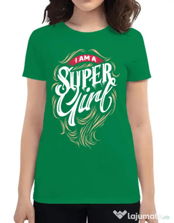 Tricou ADLER dama I am a Super Girl Verde mediu