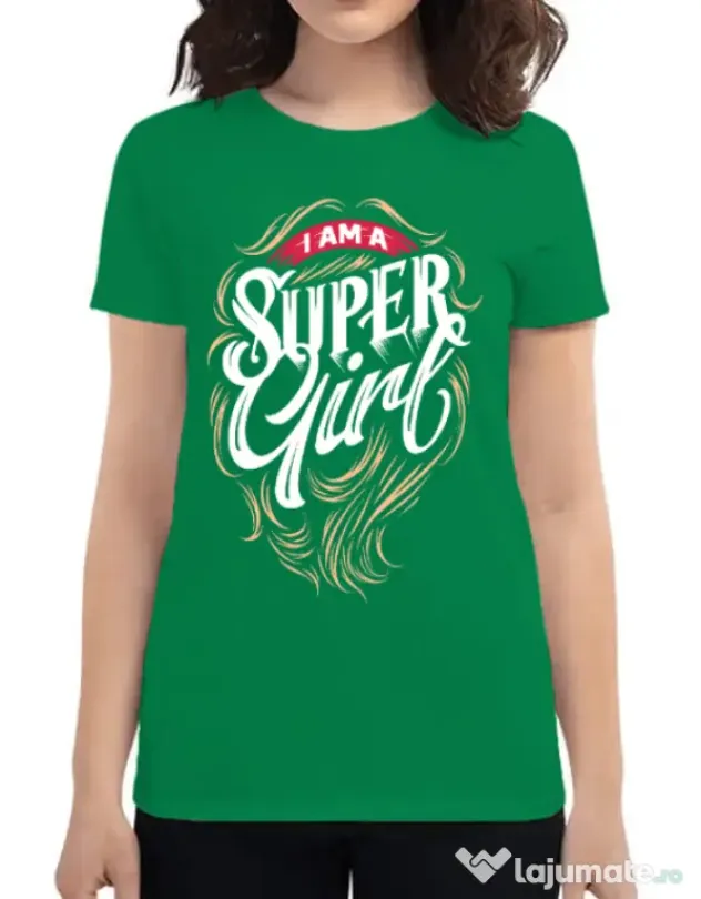 Tricou ADLER dama I am a Super Girl Verde mediu