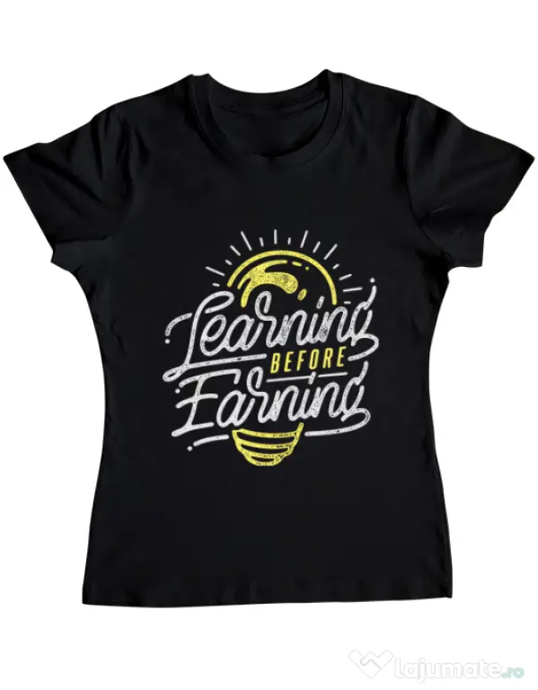 Tricou ADLER dama Learning Before Earning Negru