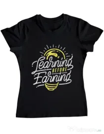 Tricou ADLER dama Learning Before Earning Negru