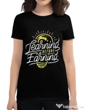Tricou ADLER dama Learning Before Earning Negru