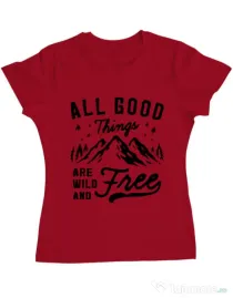Tricou ADLER dama All Good Things Are Wild And Free Rosu