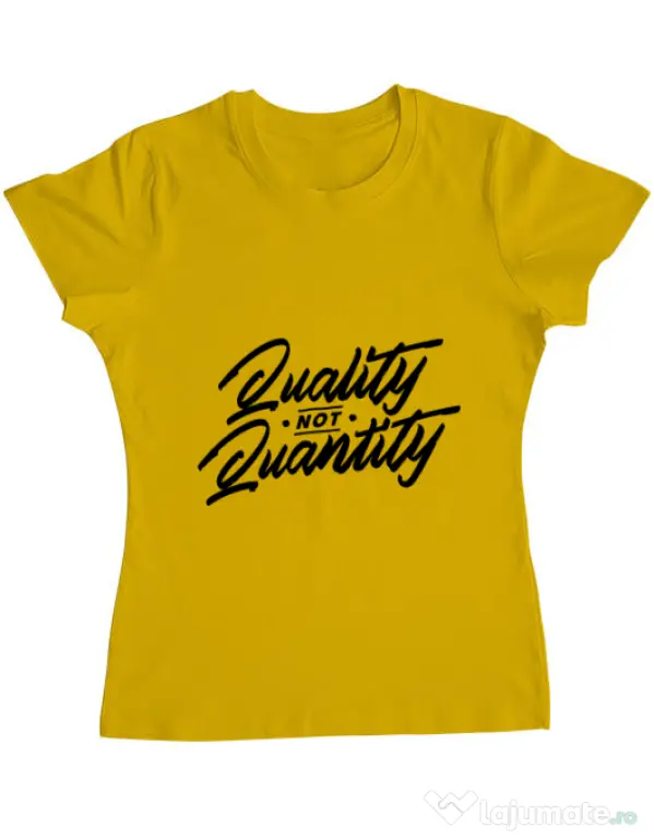 Tricou ADLER dama Quality not quantity Galben