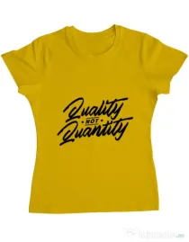 Tricou ADLER dama Quality not quantity Galben