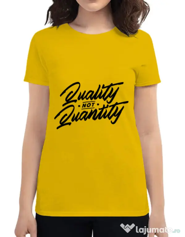 Tricou ADLER dama Quality not quantity Galben