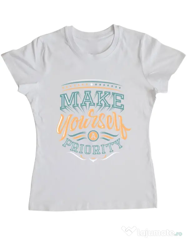 Tricou ADLER dama Make yourself a priority Alb