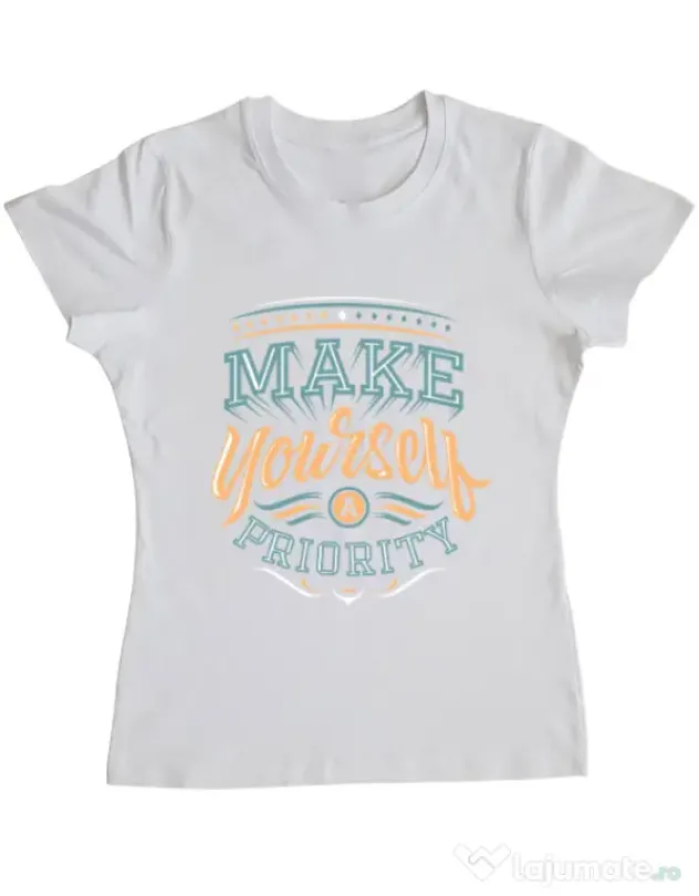 Tricou ADLER dama Make yourself a priority Alb