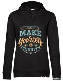 Hoodie dama cu gluga Make yourself a priority Negru