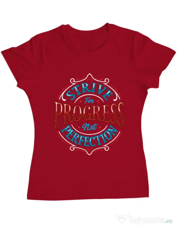 Tricou ADLER dama Strive For Progress Not Perfection Rosu