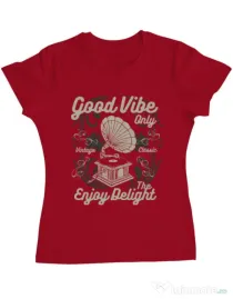 Tricou ADLER dama Good Vibe Only Rosu