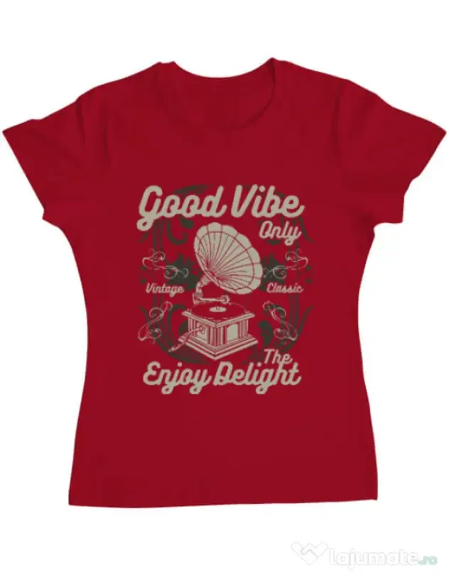 Tricou ADLER dama Good Vibe Only Rosu