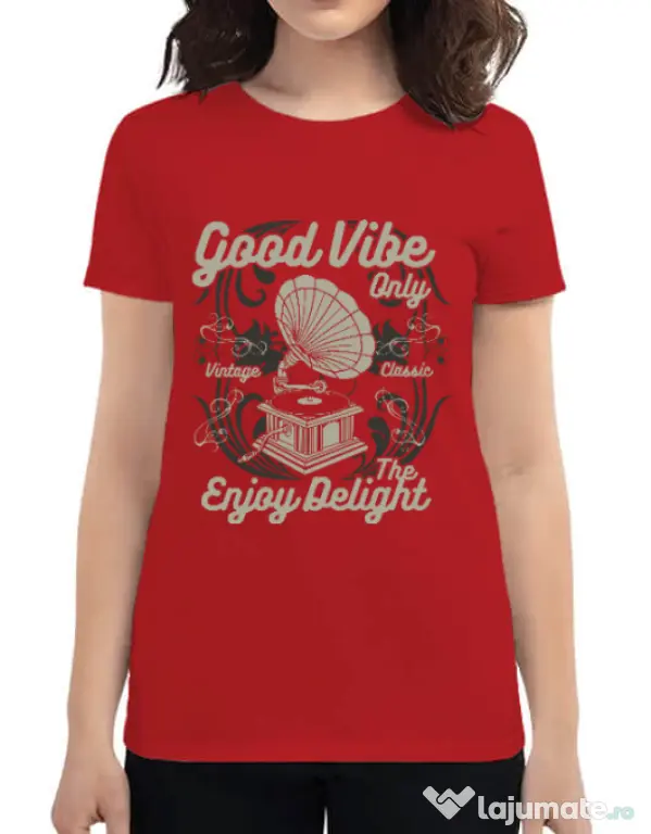 Tricou ADLER dama Good Vibe Only Rosu