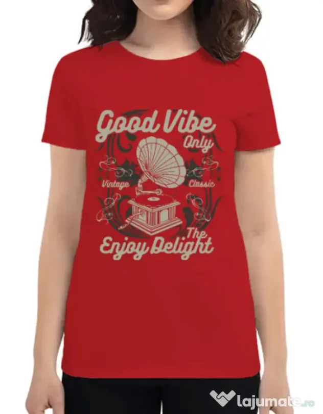 Tricou ADLER dama Good Vibe Only Rosu