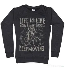 Bluza ADLER dama Life Is Like Riding A Bicycle Negru melanj