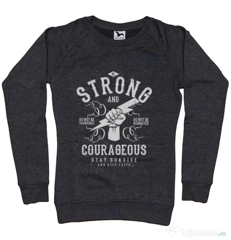 Bluza ADLER dama Be Strong and Courageous Negru melanj