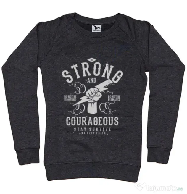 Bluza ADLER dama Be Strong and Courageous Negru melanj