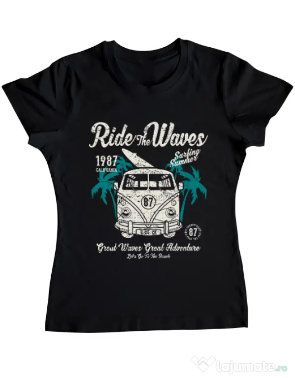 Tricou ADLER dama Ride The Waves Negru