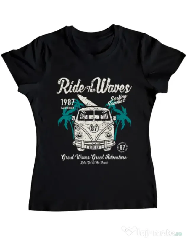 Tricou ADLER dama Ride The Waves Negru