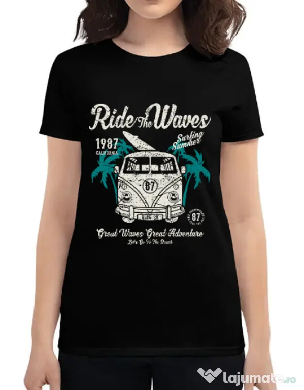 Tricou ADLER dama Ride The Waves Negru