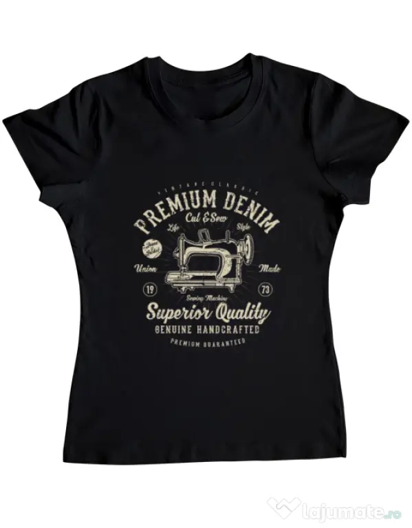 Tricou ADLER dama Premium Denim Negru