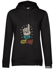Hoodie dama cu gluga Yes You Can Negru