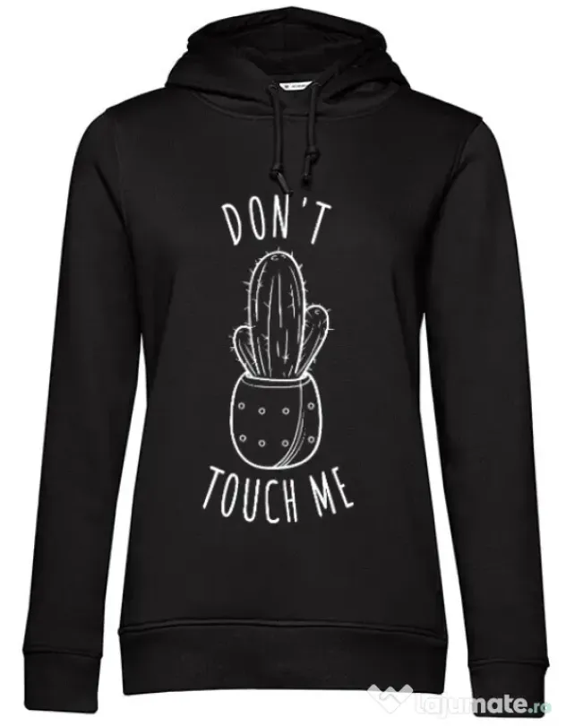 Hoodie dama cu gluga Do not touch me Negru