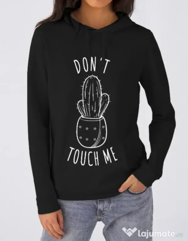 Hoodie dama cu gluga Do not touch me Negru