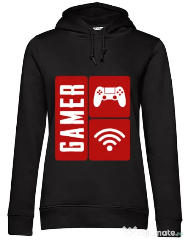 Hoodie dama cu gluga Gamer Negru