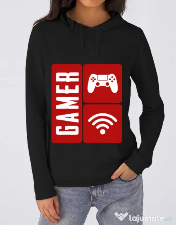 Hoodie dama cu gluga Gamer Negru
