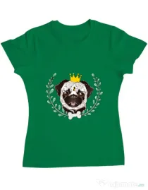 Tricou ADLER dama King Of Pug Verde mediu