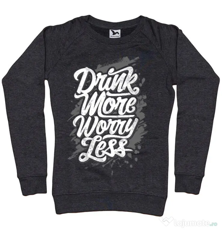 Bluza ADLER dama Drink more worry less Negru melanj