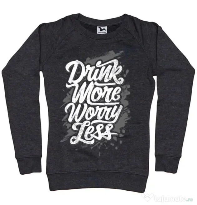 Bluza ADLER dama Drink more worry less Negru melanj