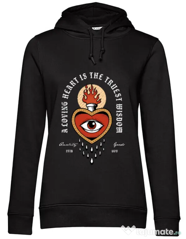 Hoodie dama cu gluga Burning Heart Negru