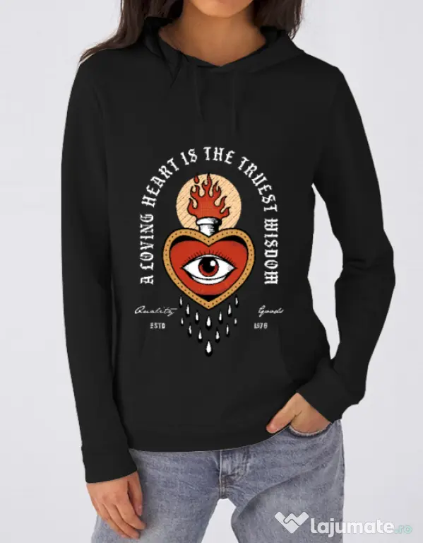 Hoodie dama cu gluga Burning Heart Negru