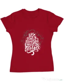 Tricou ADLER dama Let's find beautiful place to get lost Rosu