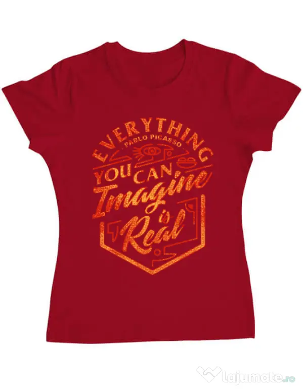 Tricou ADLER dama Everything You Can Imagine is Real Rosu