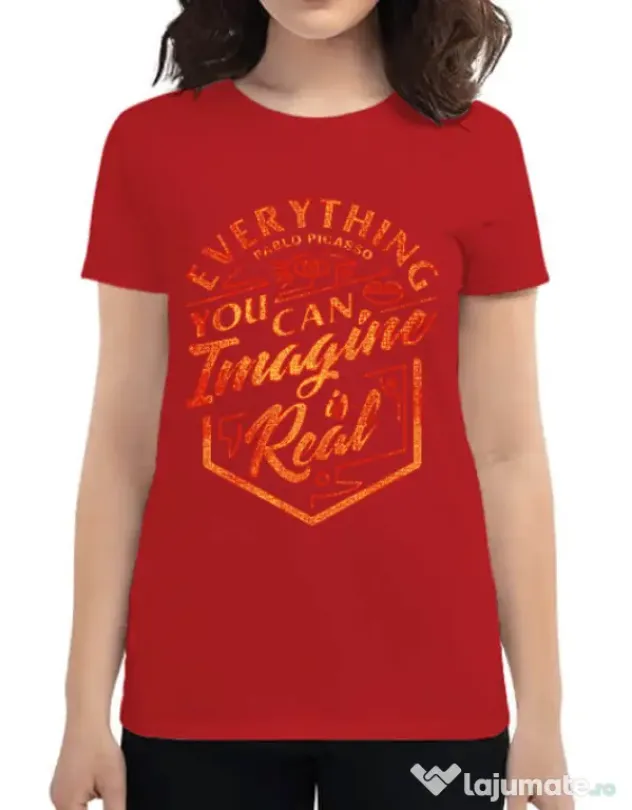 Tricou ADLER dama Everything You Can Imagine is Real Rosu
